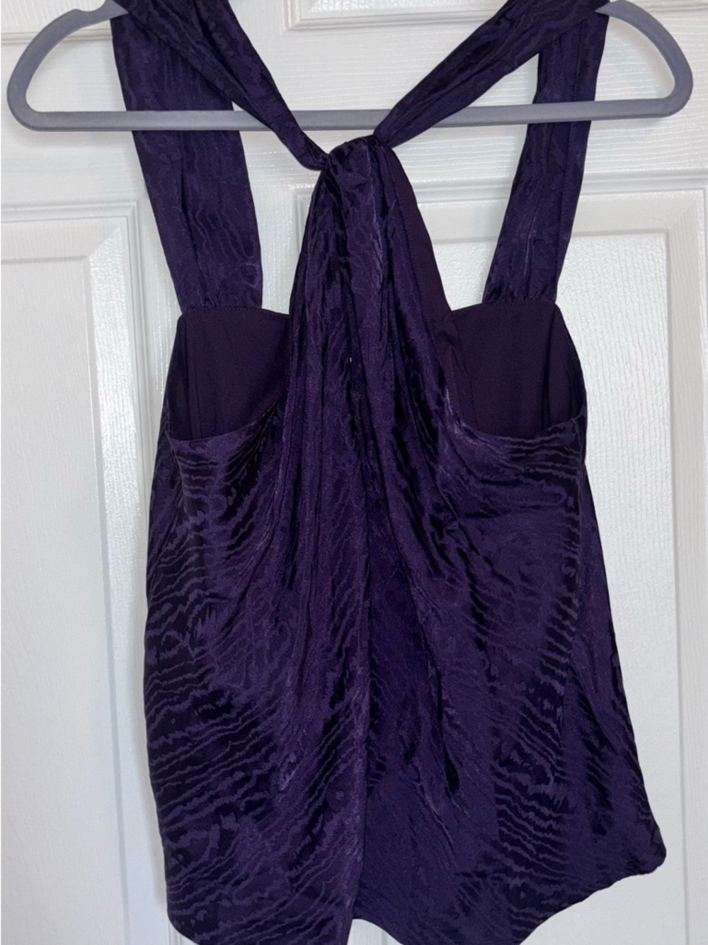 Banana Republic Purple Satin Tank Top Tie Neck Sleeveless Blouse Medium NWT